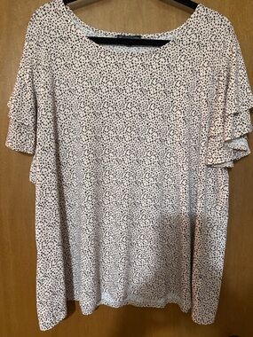 Women's Pink Printed Ruffle Sleeve Top